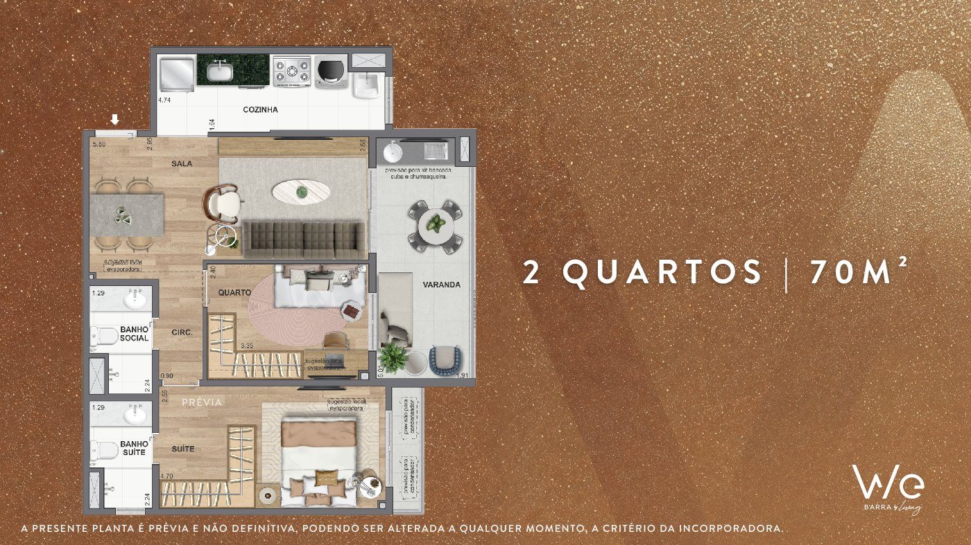 2 Quartos 63m²
