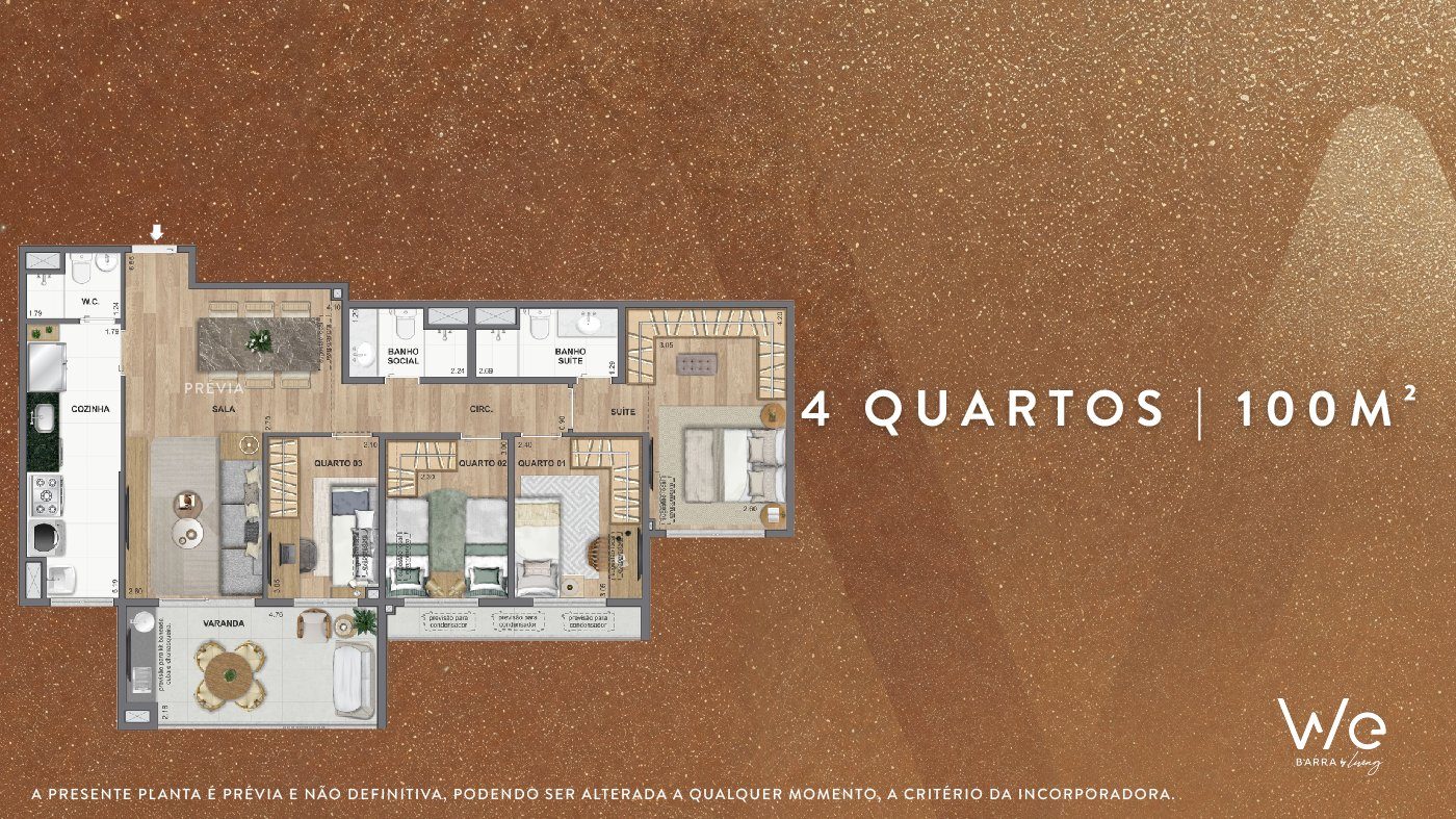 4 Quartos 100m²