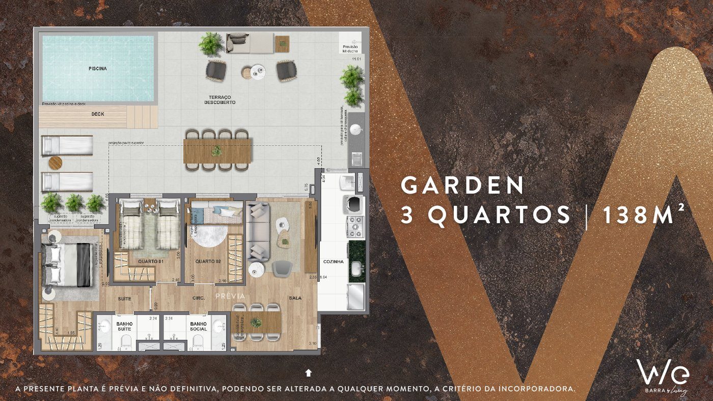 Garden 3 Quartos 138m²