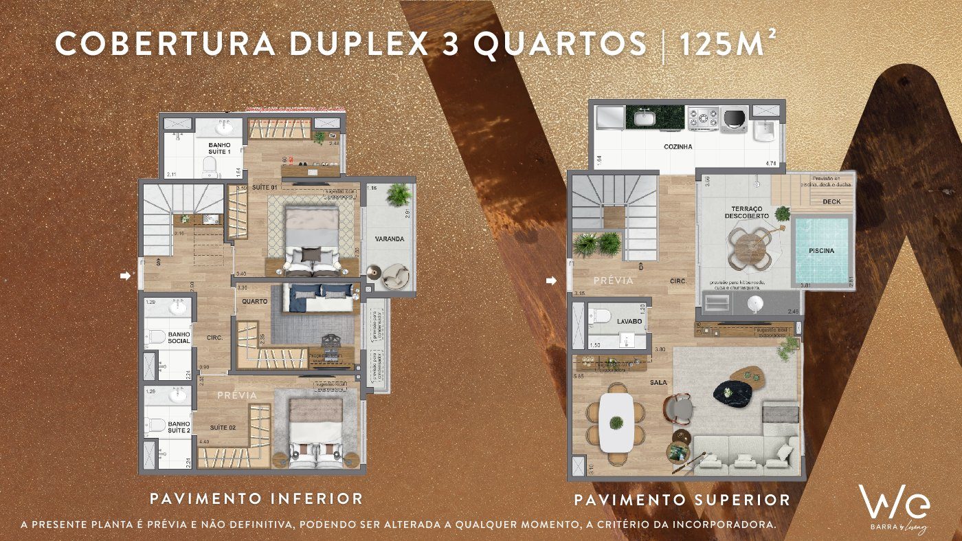 Cobertura Duplex 3Q 125m²