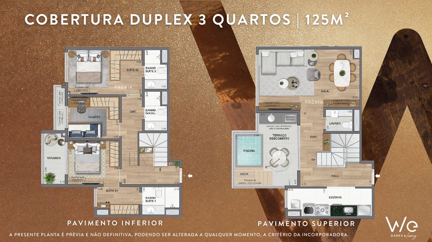 Cobertura Duplex 3Q 165m²