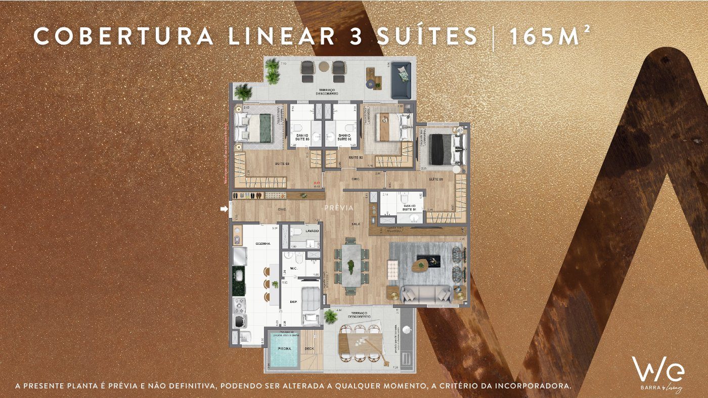 Cobertura Linear 3S 142m²