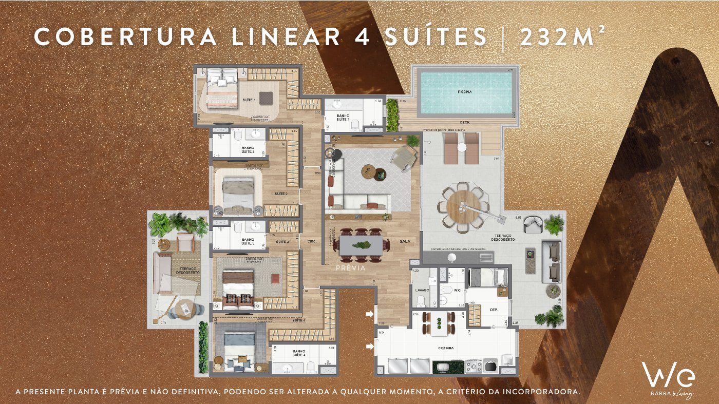 Cobertura Linear 4S 232m²